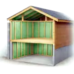 2 lb closed-cell spray foam insulation applied to walls, attic roof deck, and basement with wood stud framing