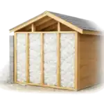 ½ lb open-cell spray foam insulation installed in wall cavities with wood stud framing