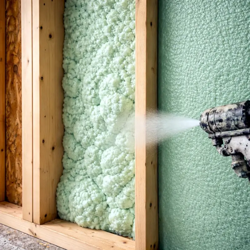 spray foam insulation wall application close up Ontario