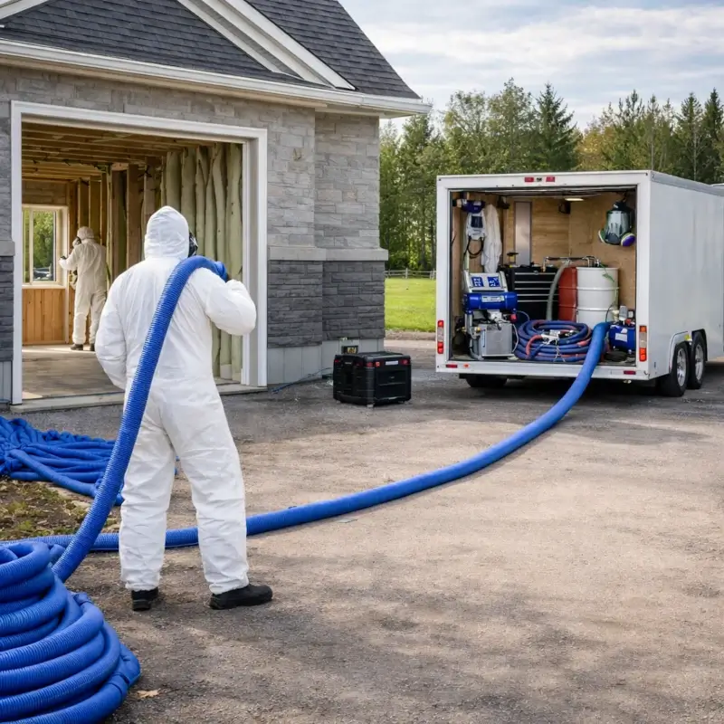 spray foam equipment trailer crew working Ontario